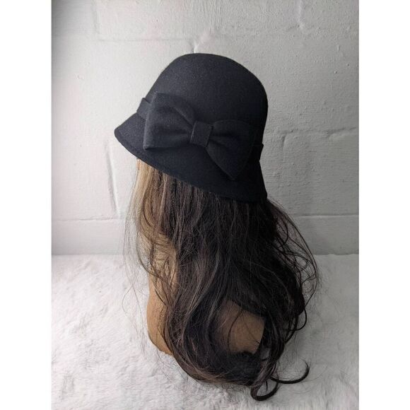 Kate Spade women's Felt Black‎ Cloche With Bow One Size NWT - Picture 2 of 7
